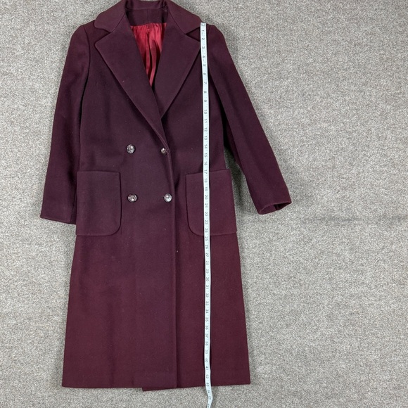 Vintage Burgundy Red Wool Long Double Breasted Tailored Overcoat Women’s 6 USA - Picture 15 of 16